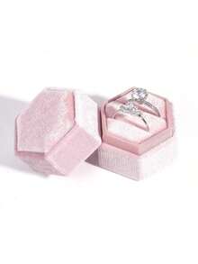 [High-End Velvet Jewelry Box] Daily Storage Hexagonal Shape Ring Jewelry Special Packaging Box Jewelry Storage Box Exquisite Gift - Burgundy - View 3