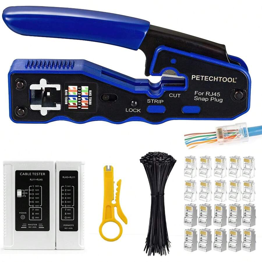 RJ45 Crimp Tool All-In-One Ethernet Crimping Tool Stripper Cutter For ...