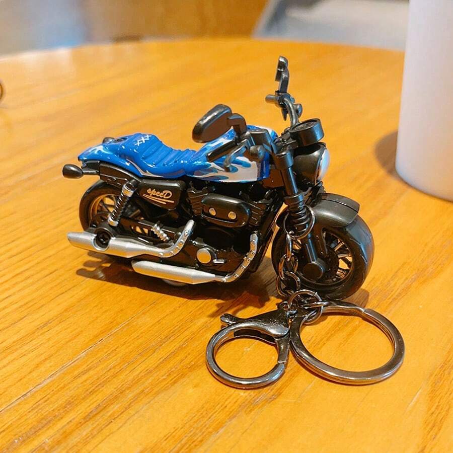 1pc Cool Alloy Motorcycle Shaped Keychain, Creative Car Key Chain Pendant, Bag Charm, Unique Couples Gift, Movable - Multicolor - View 1