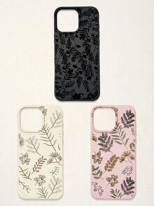 3 件套简约花卉蝴蝶图案手机壳，黑色、米色、粉色，奢华仿皮材质，兼容 和 Galaxy - 彩色 - 查看 29
