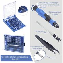 VCELINK 45-In-1 Magnetic Precision Screwdriver Set With 42 Bits & Tweezers Extension Shaft - Mini Small Screwdriver Kit Suitable For PC, Phone, Laptop Repair, Electronics, Smartphones, Tablets, Devices - Professional Kit - Blue - View 7