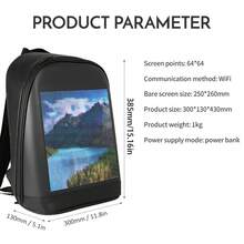 Pantalla a color LED, mochilas personalizables, bolsos de viaje, mochilas escolares, adecuadas para estudiantes universitarios hombres y mujeres - Negro - Ver 3
