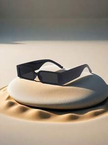 1副/2副方形宽腿窄框复古朋克街头风时尚眼镜 - 灰色 - 查看 4