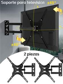Soporte de TV universal extraíble de 14 a 55 pulgadas, soporte de TV giratorio, brazo para colgar, adecuado para TV, montaje en pared para monitor - 14-55 pulgadas --- 2 piezas - Ver 13