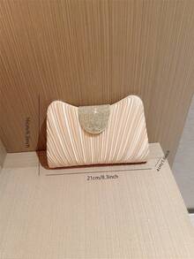 1 Stück glänzende gefaltete Umhängetasche - Mondschein-Abend-Tasche, modische & elegante Damen-Clutch, Luxus-Diamant-Dekor, ausstrahlt hochwertige Qualität, geeignet für formelle Anlässe, Hochzeiten, Partys, mit abnehmbarem Kettengurt zum Umhängen - Aprikosenfarben - Übersicht 7
