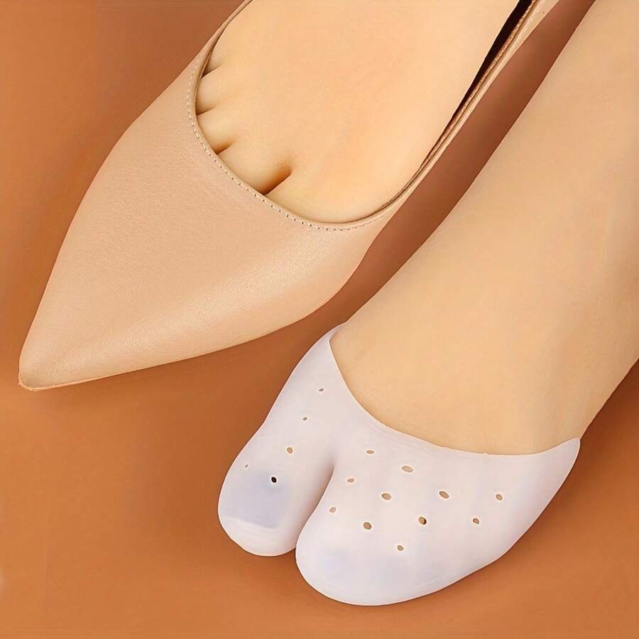 1 Pair Silicone Gel Toe Protectors, Blister Guards For Ball Of Foot, Metatarsal, Ballet Pointe - Comfortable Foot Care Covers, Feet Care Products - [白色的] - 查看 1