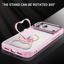 360° Rotatable Triangle Stand Protective Case, Anti-Scratch, Anti-Shock, Anti-Fingerprint, Compatible With IPhone 11/12/13/14/15 Pro Max/16/17, S23/24/25 - Pink - View 2