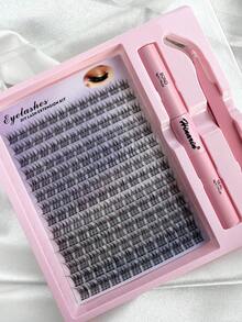 168 Pcs C Curl Cluster Lashes Wispy Individual Lashes Natural Look Lashes Fluffy Cluster Lashes DIY Eyelash Extension With Tweezers And Bond&Seal Easy Apply Eyelashes Wispy Reusable Cluster Lashes DIY At Home Natural Look 14 Rows Packed Mixed Length Lash Soft False Eyelashes Individual DIY Eyelash Extension At Home - Black - View 5