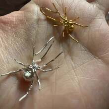 1 Pair Of Vintage Handmade Silver Spider Ear Hooks For Women, Unique And High-End, Fashionable Earrings. - Bạc - Xem 6