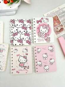 4本/套 可爱粉色螺旋装订 Hello Kitty A5/A7 笔记本，卡通便签本，日记本，账簿，学校及办公用品，返校礼物 - 彩色 - 查看 1