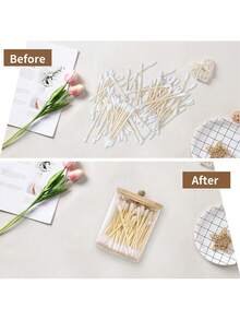 1/3支装棉签收纳盒，适用于棉球、棉签、化妆棉、牙线棒等，适合浴室梳妆台收纳。 - 彩色 - 查看 9