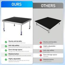 Stage Platform: 4x4 Feet Aluminum Alloy Stage Platform - Adjustable Height Folding Modular Riser For Events Weddings Concerts And Performances - Multicolor - View 3