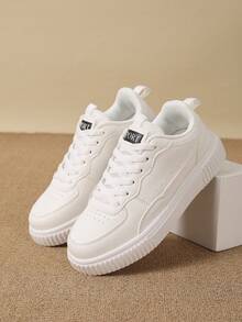 【真皮滑板鞋】36-45码 白色真皮男士滑板鞋 - 女士休闲鞋 - 舒适低帮，耐磨橡胶鞋底，PU内衬 - 休闲系带低帮运动鞋 - 白色 - 查看 10