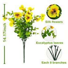 3/4/6/8/12 Bunches Realistic Tricolor Violet Artificial Flowers - UV Resistant Durable Stems Suitable For Indoor Vases, Outdoor Porch, Window Boxes, Garden Beds, Balcony Planters, Patio Pots Decor - Multicolor - View 3