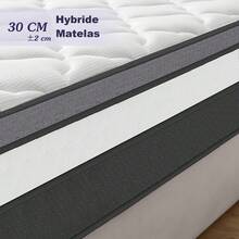 Materasso 140x200 cm Molto alto 30 CM, 10 zone, bordi rinforzati, memory foam e molle insacchettate, rigidità media, resistente, supporto ottimale, traspirante - supporto ergonomico - Bianco e nero - Visualizzare 4
