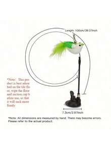 1个（颜色随机）逼真羽毛逗猫棒，带可拆卸强力吸盘，吸力强劲，可替换宠物羽毛铃铛，牢固吸附在地板上，互动猫玩具，适合室内玩耍和运动，无需电池 - 藍色 - 查看 3