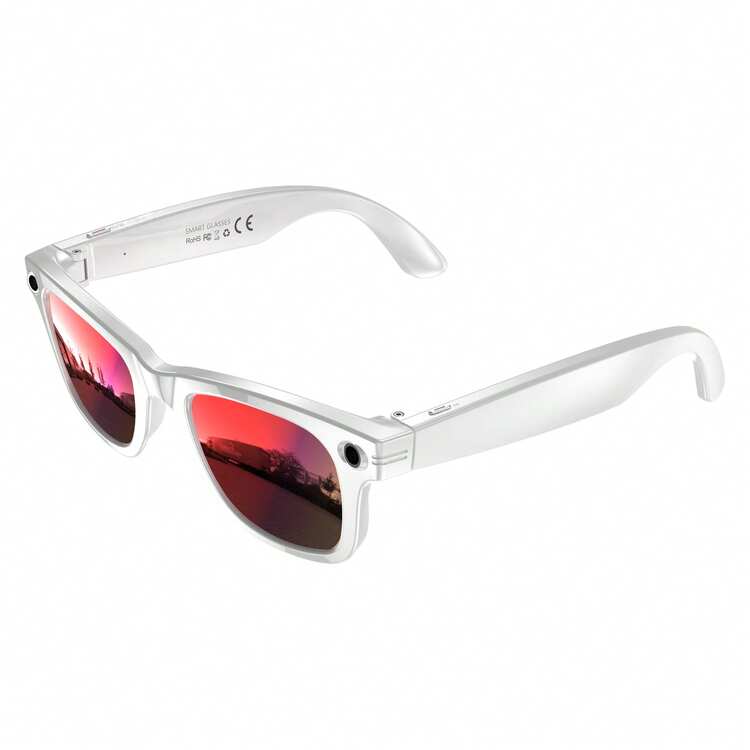 AI Smart Glasses, AI Camera Glasses, Supports WiFi Transmission, 8-Megapixel Camera, High-Definition Video And Photos, Bluetooth Audio, AI Voice Assistant, Real-Time Translation, Object Recognition, Noise Reduction Calls, Music Playback. - 白色-紅色鏡片 - 查看 12