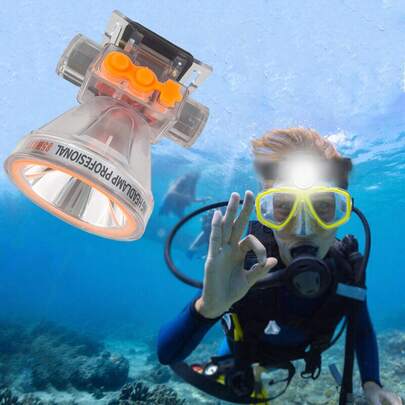 DORRAS Kit de iluminación Linterna Frontal LED Recargable de 50W duradero para Buceo con gafa de natación Sumergir hasta 200 metros bajo el agua Lámpara para cabeza con 7 modos de luz Ideal para correr al aire libre, acampar y pescar
