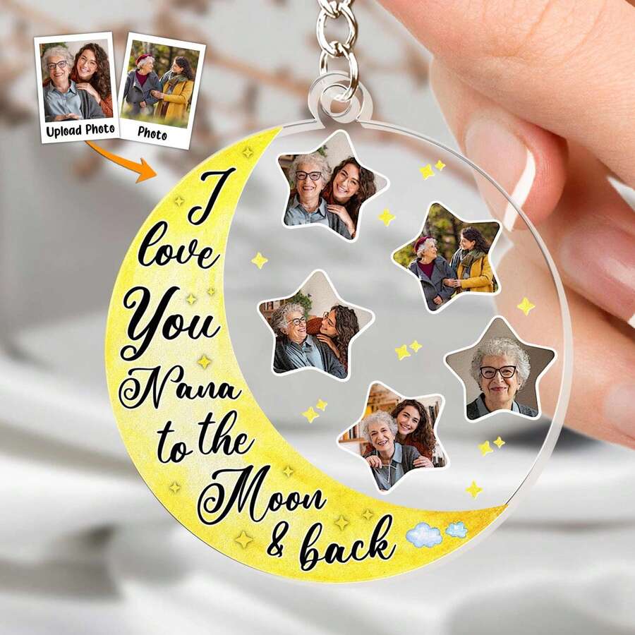 I Love You To The Moon And Back - Personalized Acrylic Photo Keychain, Acrylic Keychain, Customized Keychain - Clear - View 1