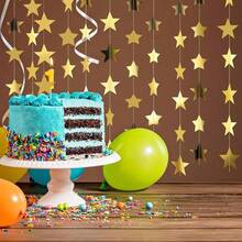 33pcs/Set Glitter Star Garland Decoration, Shiny Star String Bunting Backdrop, For Graduation Wedding Baby Shower Birthday Party Decorations (Gold), Back To School Valentine Day - Multicolor - View 3