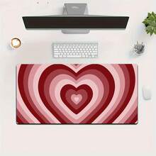 1pc Hypnotic Heart Shaped Pink Gaming Mouse Pad, Non-Slip Washable Rubber Base Large Desk Mat, Office Desk Accessory, Computer Decor, Ideal Gift For Gamers - Extra Long Desk Pad, Fashionable Office Desk Decoration And Study Accessory Mousepad Study Table Mouse Pad For Desk - Multicolor - View 8