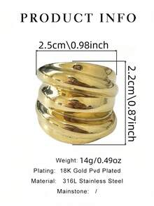 1 pieza Anillo de mujer con hilo giratorio, estilo minimalista exagerado de moda, color contrastante oro rosa, resistente al agua, no se desvanece, de alta calidad, personalizado para uso diario - Anillo de mujer de varias vueltas - Ver 3