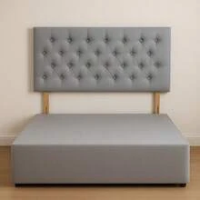Double 4ft6 20inch Chesterfield Linen Headboard - Silver Linen - View 2