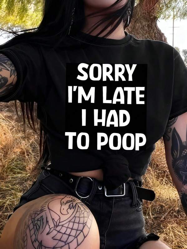 Alphabet Pattern Casual Crew Neck T-Shirt For Women, Short Sleeve Summer Top - Soft Breathable Fabric, Relaxed Fit Daily Wear