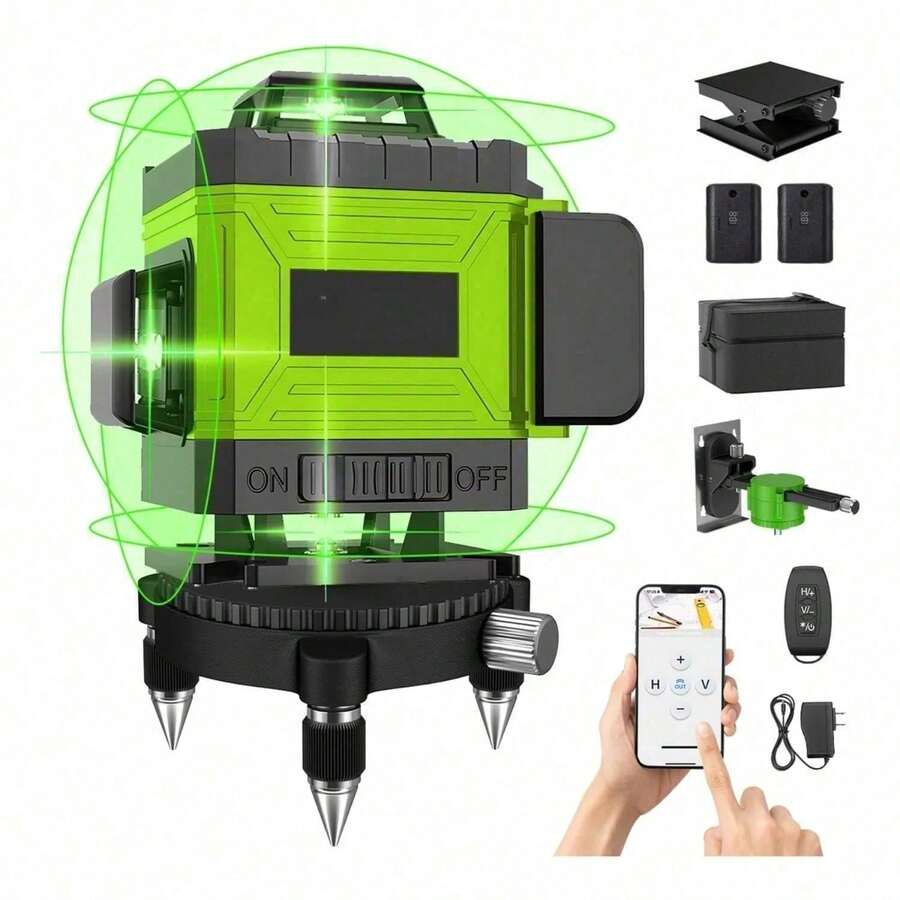 4D Nivel Láser Autonivelante Con App De 16 Lineas Nivelador Láser 360 Rotatorio Láser De Nivel Verde Profesional Con Doble Batería Niveles Laser Rotatorio Nivel Lázer Niveles Láser - por defecto - Ver 1
