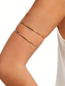 1pc Minimalist Metal Line Armband For Women - Gold - View 1