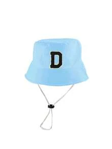 1pc Adjustable Breathable Kids Hat, Customizable With 26 Letters, Sun Protection Beach Hat, Bucket Hat, Suitable For Toddlers, Children, Girls, Ideal For Holidays, Outdoor Activities, Daily Wear, Birthday Gift - Sky Blue - View 8