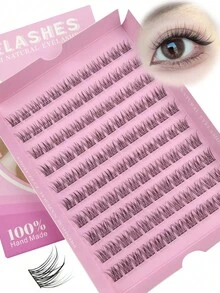 Hinarin 120片装睫毛簇，纤细自然D卷翘睫毛嫁接DIY，10-12毫米混合蓬松单根睫毛，细带，110片装，10毫米、11毫米、12毫米假睫毛 - C - 查看 1