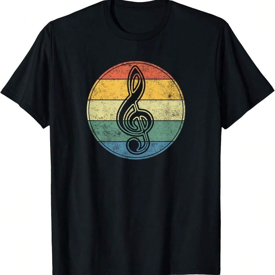 Treble Clef Music Love On Vintage Circle T-Shirt - Hijau - View 1