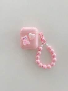 可爱粉色小猫咪造型，兼容耳机盒，苹果1/2代保护壳，兼容 Pro防摔保护壳，带挂绳 - 彩色 - 查看 7