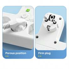 EU Plug Power Strip With 3 AC Outlets +2 USB Ports+ 1 Type C, 6-In-1 Plug Socket Adapter Wireless Wall Charger For Home Office - EU E Type Plug(220-240V) - View 9