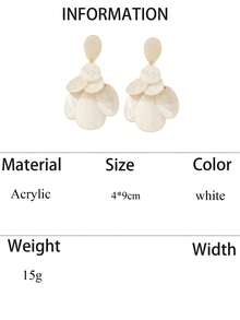 一对经典复古水滴形白色亚克力吊坠几何长款耳环，适合日常、派对、约会、海滩、正式场合佩戴，优雅精致的中东女性耳环 - 水滴 - 查看 9