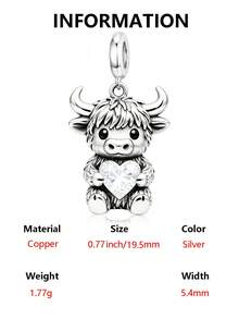 1pc Cute Niche Creative Highland Cow Beaded Pendant, Versatile For DIY Bracelet, Necklace, Small Gift