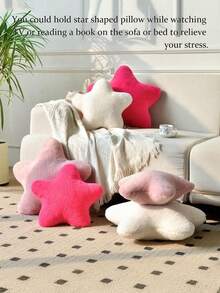 11.81"/15.74" Cute Star Plush Throw Pillow, Soft Faux Fur Material Cushion, Christmas Decoration For Sofa, Bedroom And Living Room, Great Christmas Gift For Family And Friends - 白色 - 查看 4