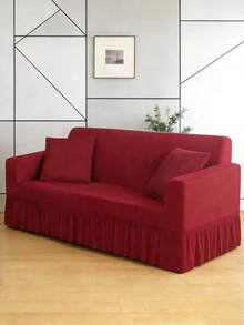 Rock-Stil Sofabezug, einfarbiger elastischer Rundumhüll-Sofabezug, Polyester Ganzjahres-Universal, einfach und modern - Bordeaux - Übersicht 5