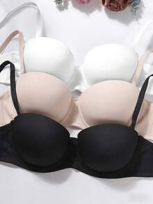 3pcs/Set Women's Solid Color Underwire Bras With Removable Straps (Recommend Sizing Up) - Multicolor - View 6