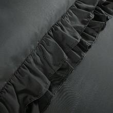 Stylish 3pcs Frilled Duvet Cover Set | 3pcss Ruffle Bedding Set With 2 Pillowcase Frills Duvet Cover With Button Closure Soft Microfiber Duvet Cover Set - Navy Blue - View 11