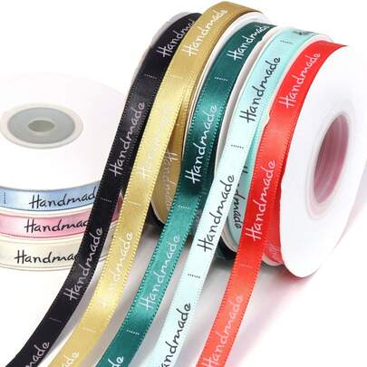 25 Yards/Roll Handmade Printed Polyester Ribbon, Suitable For DIY Crafts, Bows, Wedding Decorations, Clothing, Bags, Hats, Bouquets, Holiday Parties, And Gift Wrapping