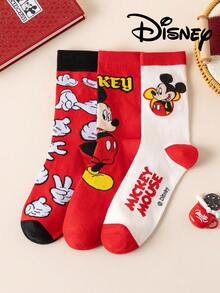 Disney 3双装正品男士袜子，绣有可爱的米奇一家卡通人物图案，中筒袜，趣味十足，适合各种场合，高品质礼品袜 - 彩色 - 查看 10
