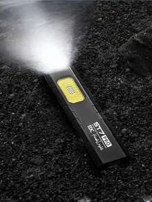 ST7 EDC Ultra-Thin High-Lumen Flashlight | 450 Lumens Dual Modes + Red/Blue Warning Strobe | USB-C Fast Charging | IPX4 Water & Rain Resistant | Magnetic Base + Portable Clip | Top Choice Mini LED Light For Camping, Hiking & Emergencies - 黑色 - 查看 6