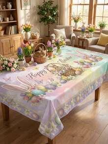 1 chiếc khăn trải bàn Phục Sinh vẽ màu nước – Thiết kế tôn giáo "Chúa đã sống lại" với hình thỏ, trứng và hoa mùa xuân | Chống nhăn và dễ lau chùi, vải polyester bền | Hoàn hảo cho bữa ăn trong nhà, tiệc ngoài trời và các buổi họp mặt gia đình theo đạo Cơ đốc. - Nhiều màu - Xem 25