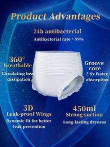 2/16/30pcs, Panty-Style Sanitary Napkins, Period Panties, Disposable Underwear, Super Absorbent, Patented Design, Refreshing And Comfortable, 3D Protective Barrier, Leak-Proof, Breathable, Highly Absorbent, Odor-Eliminating, For A Restful Night's Sleep, Suitable For Business Trips, Menstruation, Postpartum, Post-Operative Care, And Travel. - White - View 2