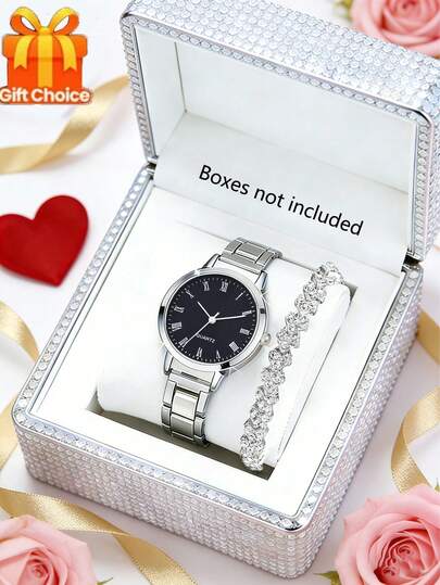 2 st. moderiktiga, lyxiga och avslappnade kvartsur för flickor, i kombination med smycken och armband, lämpliga som födelsedags-/helgpresent till flickor, lämpliga för studenter, mycket lämpliga för vardagslivet som skolan, fester och resor. Examenssäsong, Ramadan, alla hjärtans dag, den perfekta presenten till flickor