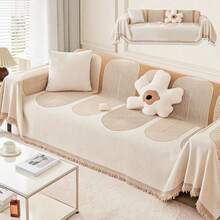 Funda de Sofá Chenille de Doble CaraFunda Reversible Chenille Mejorada Washable Anti-Slip Multifuncional Sofa Cover para Mascotas All Seasons Beige 180X230cm/70.8X90.6in - Beis - Ver 6