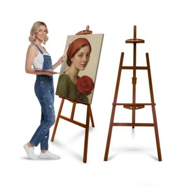 Foldable And Adjustable Art Easel Stand Pine Wooden Easel Art Easels For Painting Adult Artist Easel Stand For Painting Easle Floor Standing Large Easel Stand For Display Canvas Wedding Walunut Easel