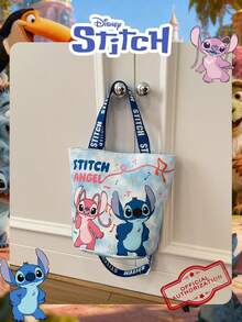 Disney 迪士尼官方授权史迪奇与安琪儿图案彩色手提包，可爱卡通水桶包，轻便单肩包，可调节肩带斜挎包，适合儿童/女孩/学生，日常/外出/可装手机/钱包和小物件。 - 彩色 - 查看 8